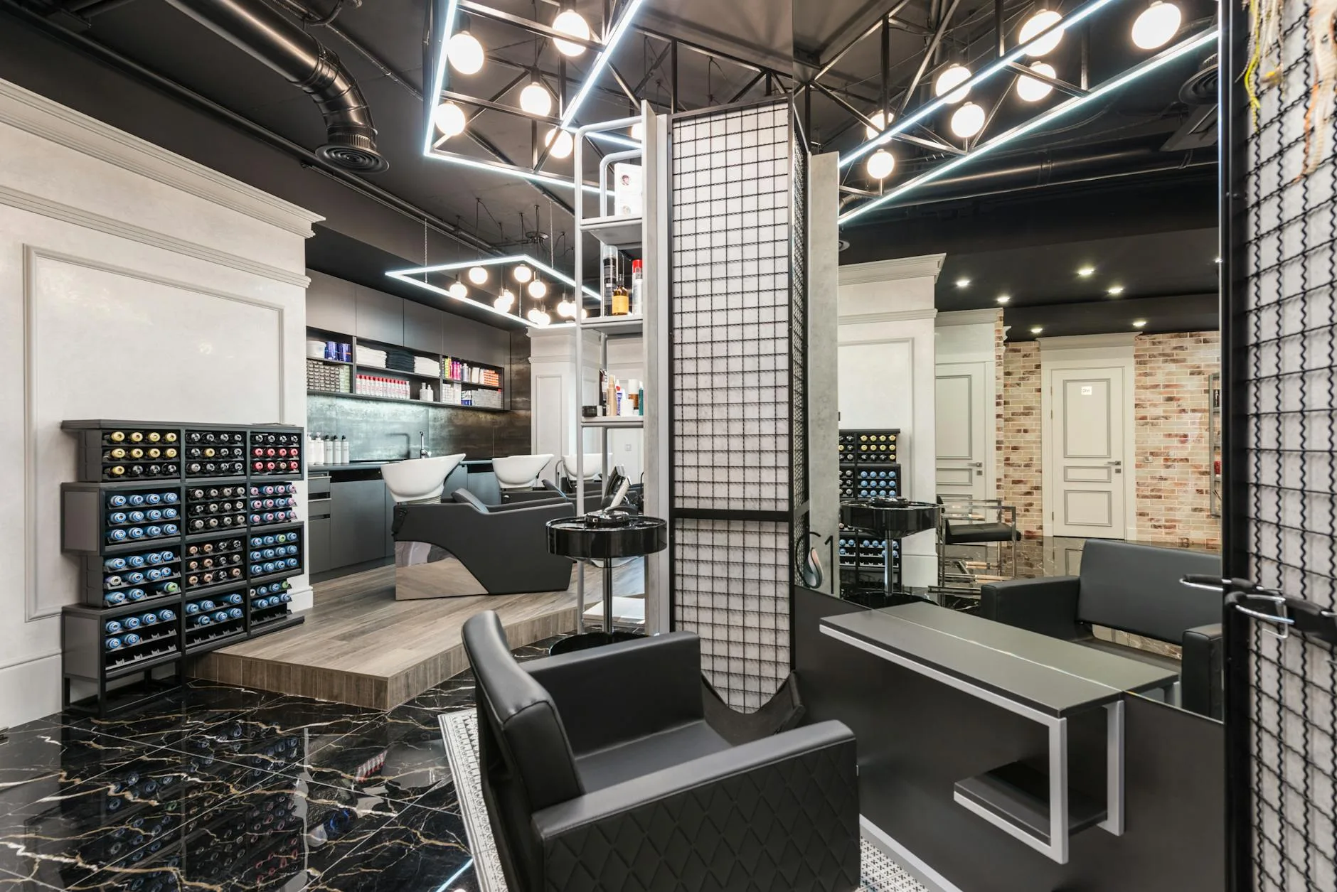 Clean barbershop stations prepared for apprentice training