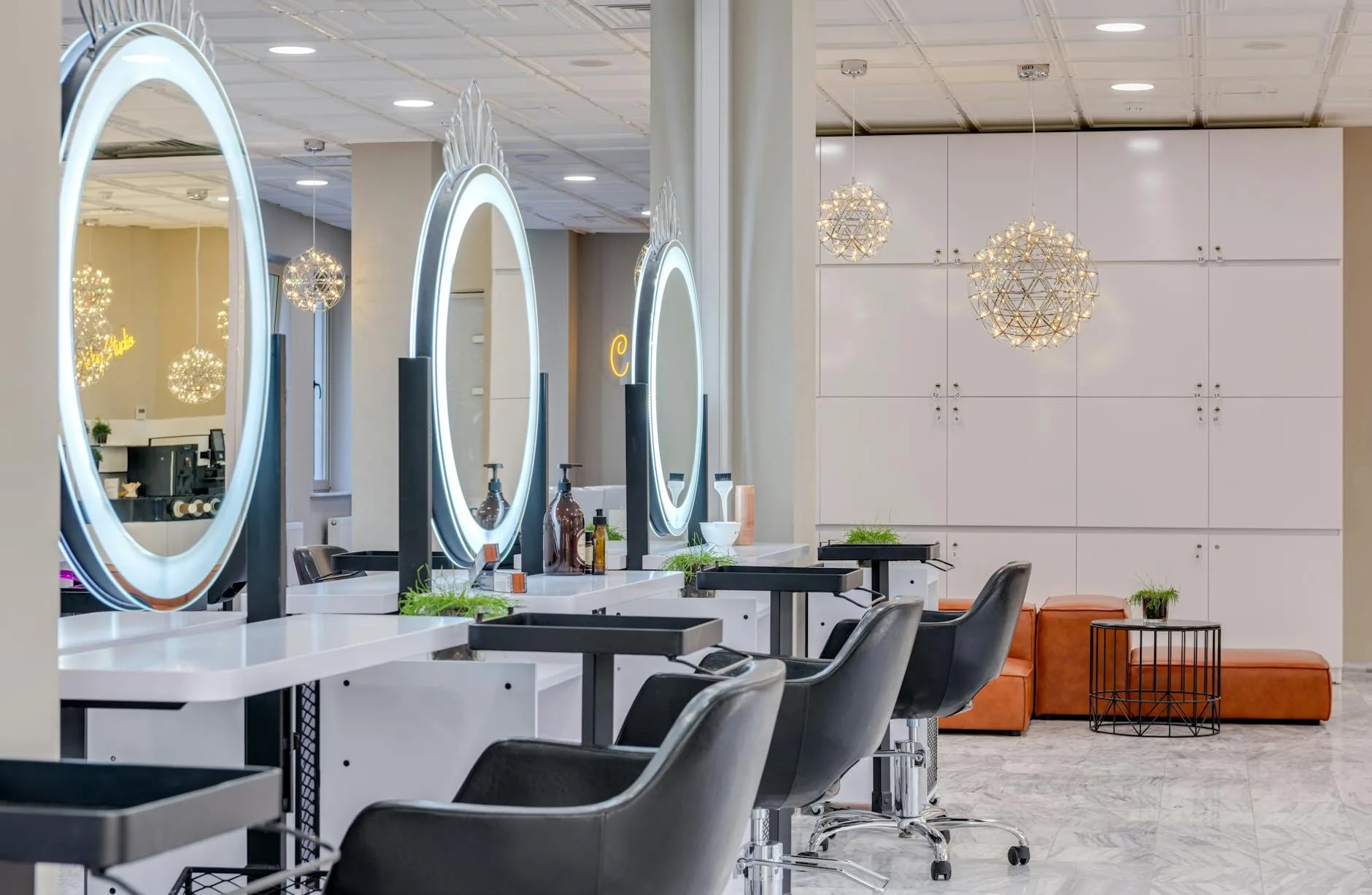 Professional spa interior with esthetician stations