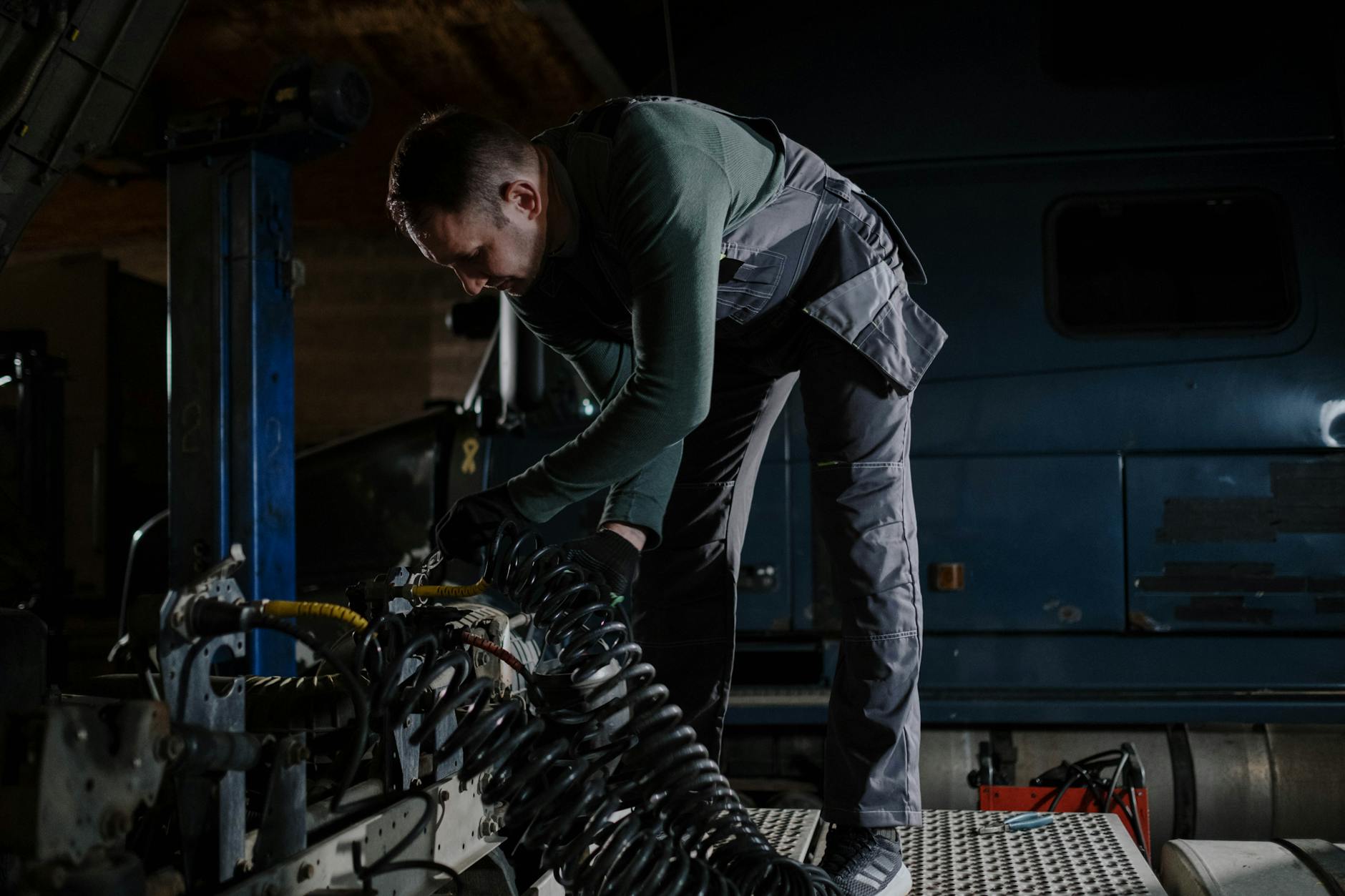 HVAC technician working on an air conditioning unit