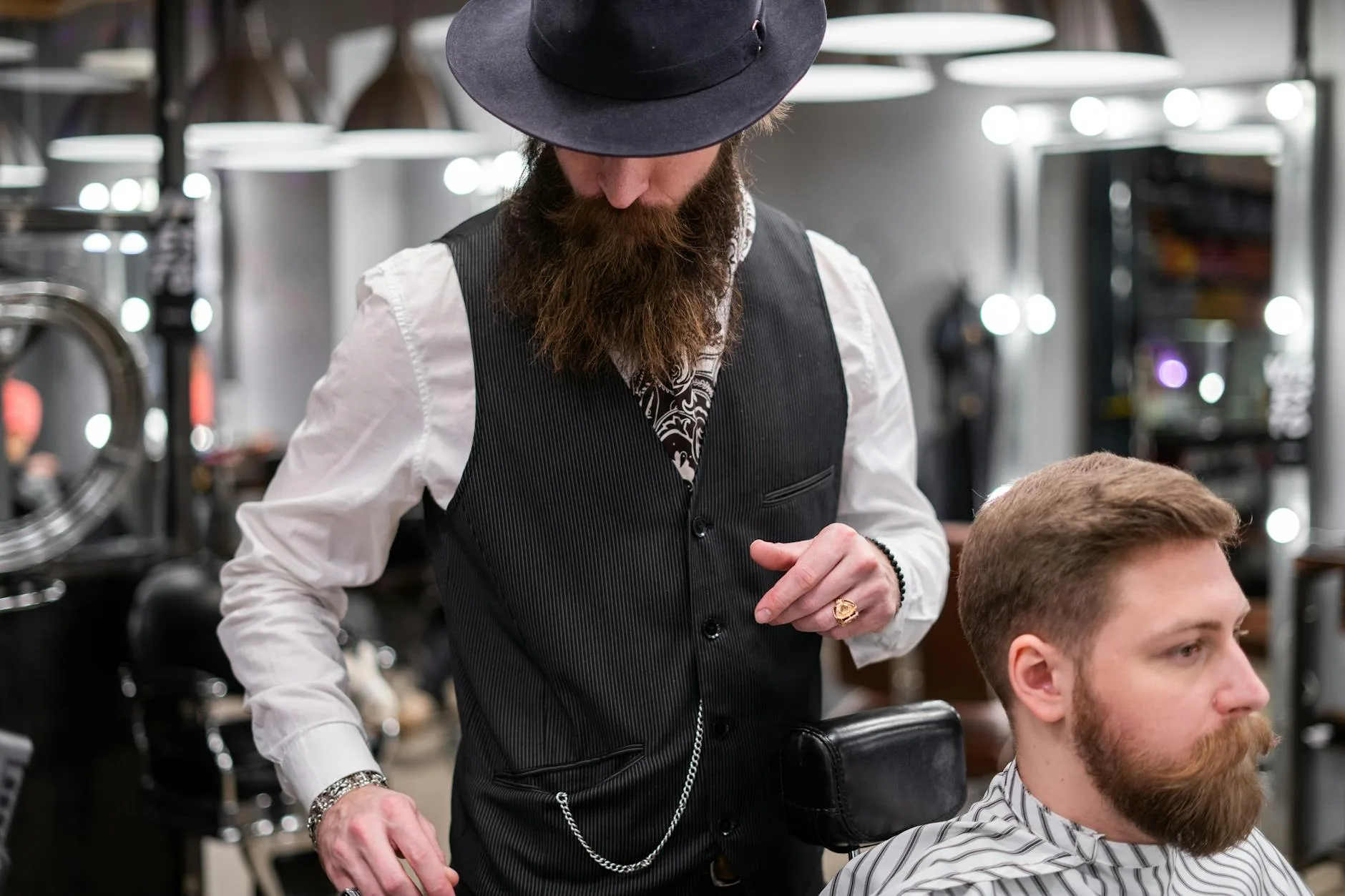 Barber styling hair
