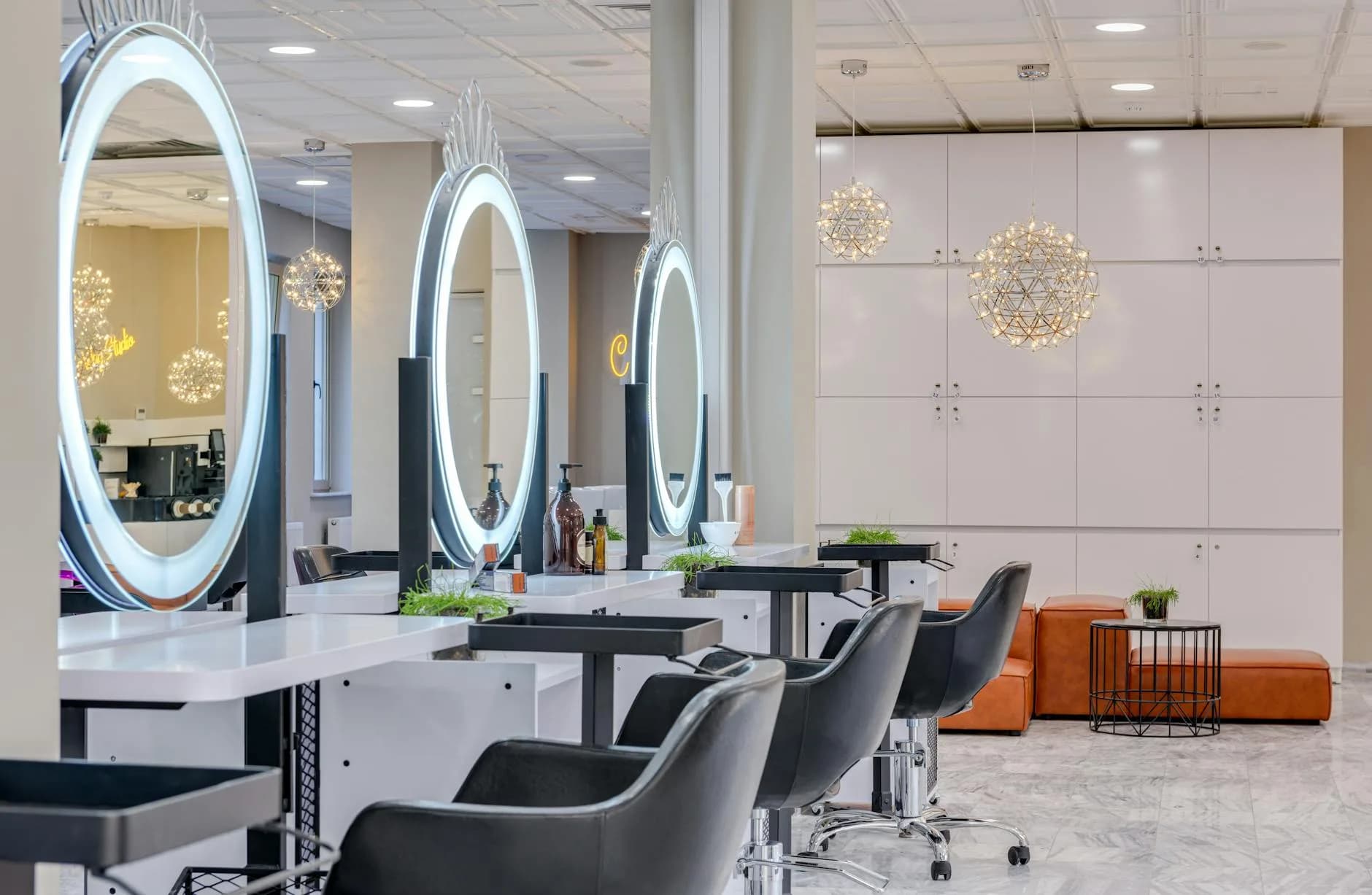 Professional spa interior with esthetician stations