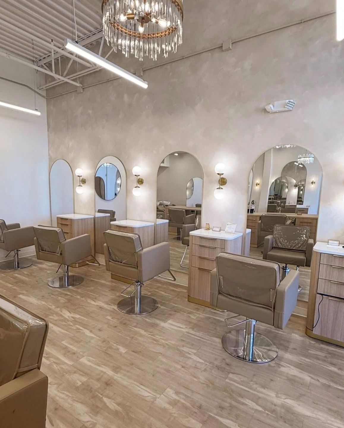 Styling stations and mirrors inside J Noelle Collective in West Lafayette