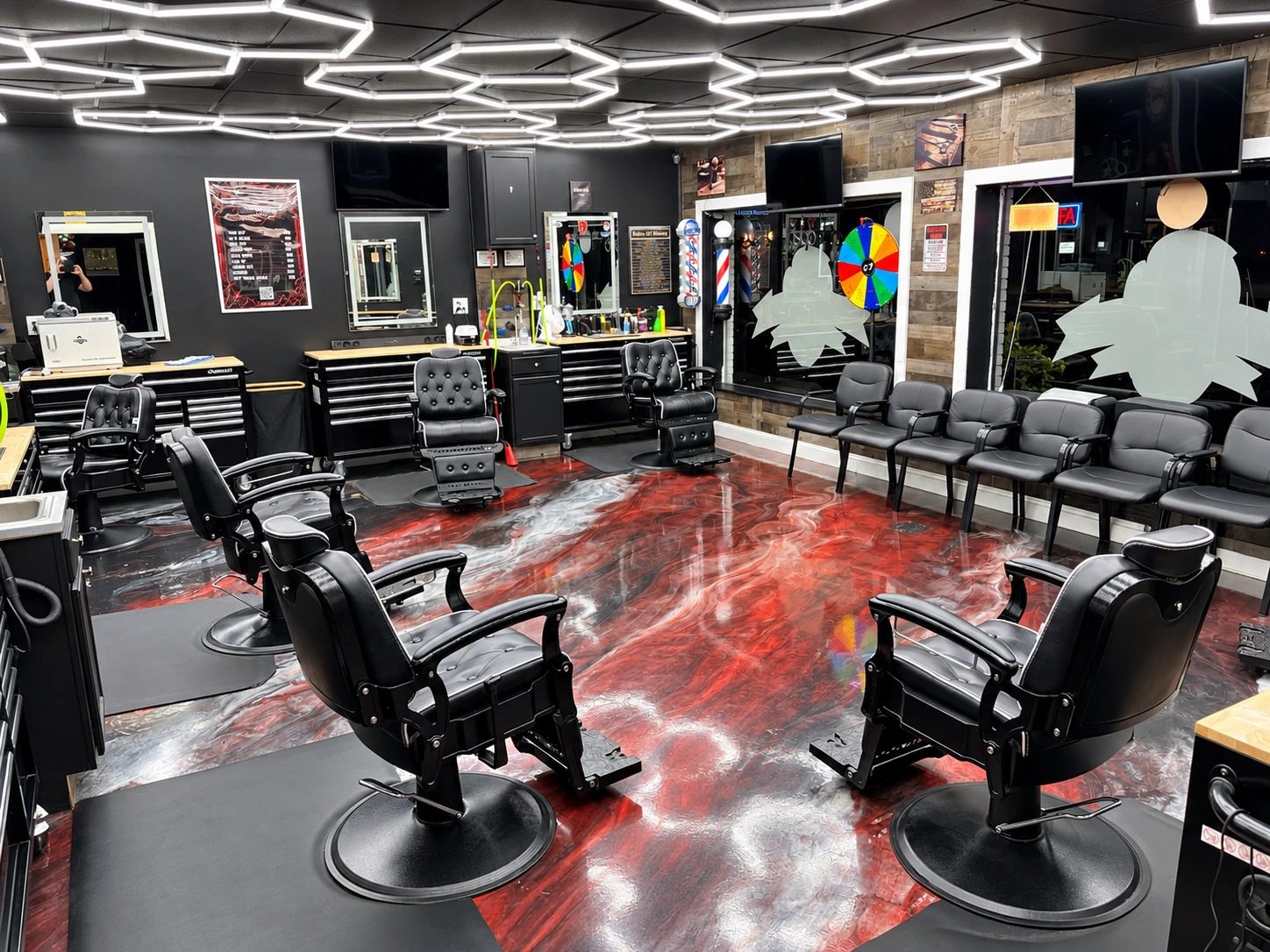 Kountry Kutz Barbershop interior and apprenticeship training stations